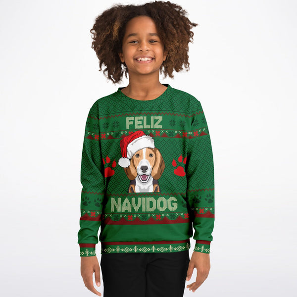 Feliz Navidog - Beagle - Athletic Kids/Youth Sweatshirt