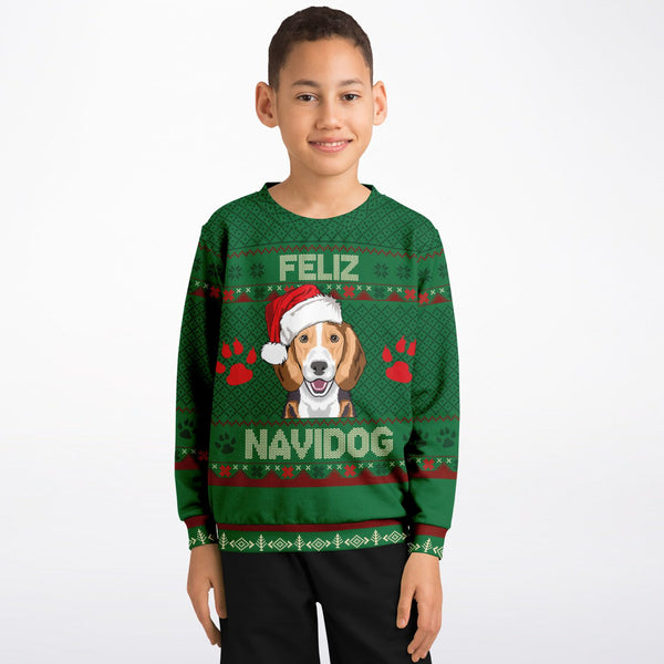 Feliz Navidog - Beagle - Athletic Kids/Youth Sweatshirt
