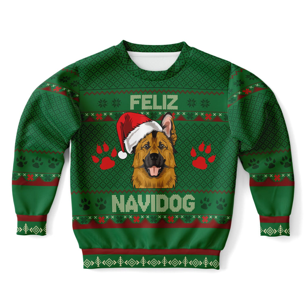 Feliz Navidog - German Shepherd - Athletic Kids/Youth Sweatshirt