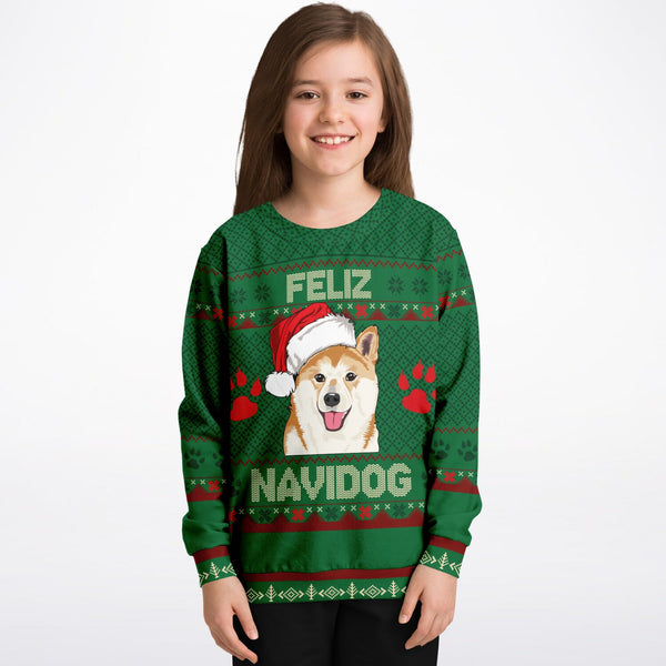 Feliz Navidog - Shiba Inu - Athletic Kids/Youth Sweatshirt