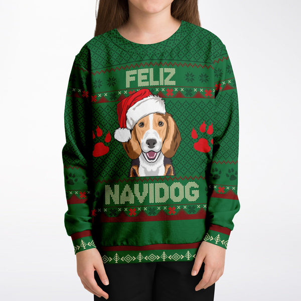 Feliz Navidog - Beagle - Athletic Kids/Youth Sweatshirt
