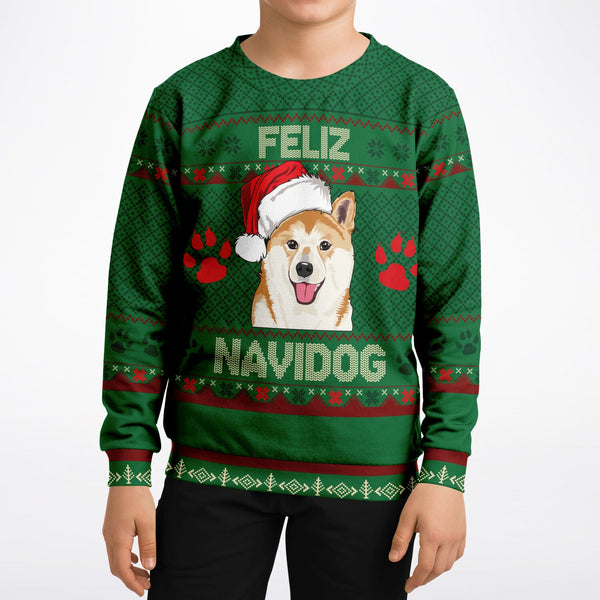 Feliz Navidog - Shiba Inu - Athletic Kids/Youth Sweatshirt