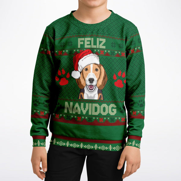 Feliz Navidog - Beagle - Athletic Kids/Youth Sweatshirt