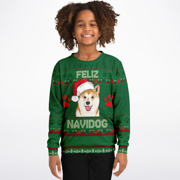 Feliz Navidog - Shiba Inu - Athletic Kids/Youth Sweatshirt