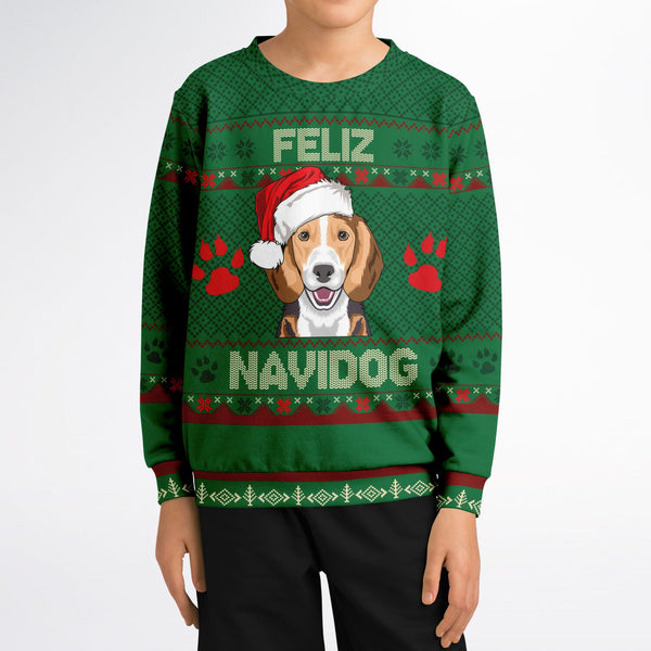 Feliz Navidog - Beagle - Athletic Kids/Youth Sweatshirt