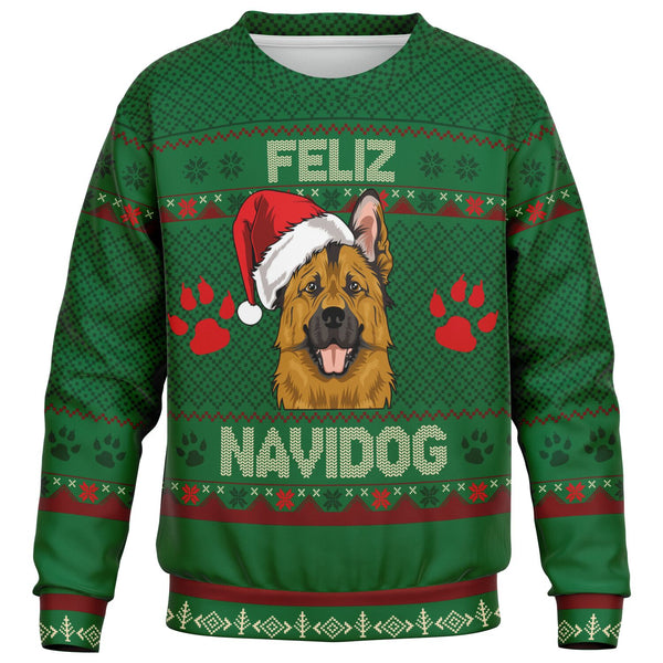 Feliz Navidog - German Shepherd - Athletic Kids/Youth Sweatshirt