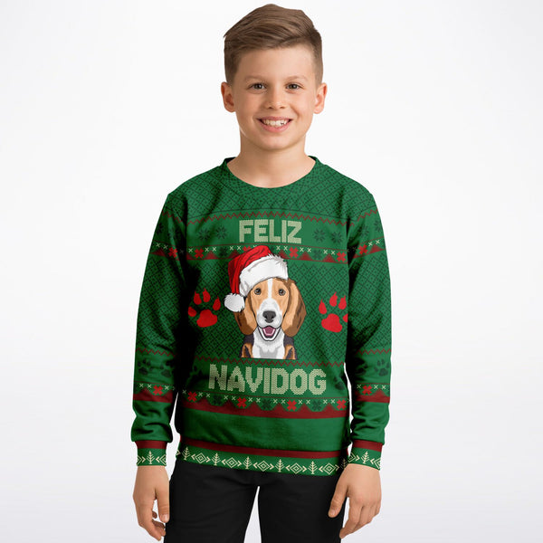 Feliz Navidog - Beagle - Athletic Kids/Youth Sweatshirt