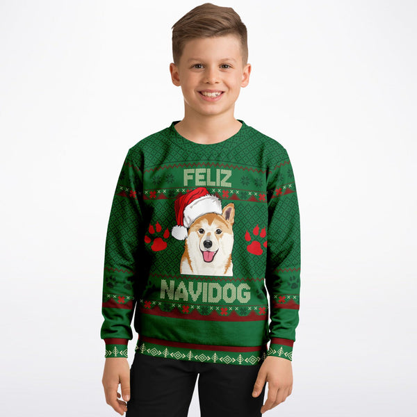 Feliz Navidog - Shiba Inu - Athletic Kids/Youth Sweatshirt