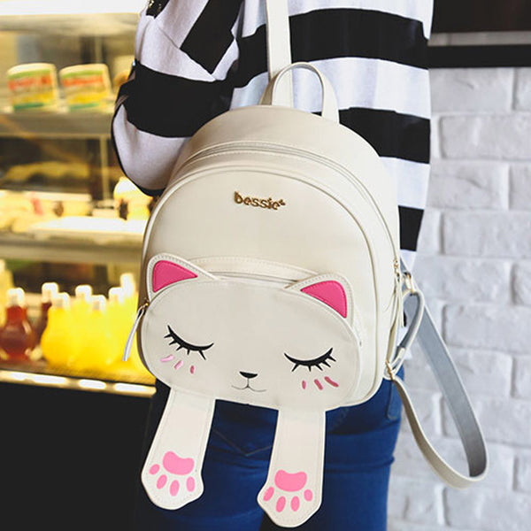 Lovely Cat Leather Backpacks for Women