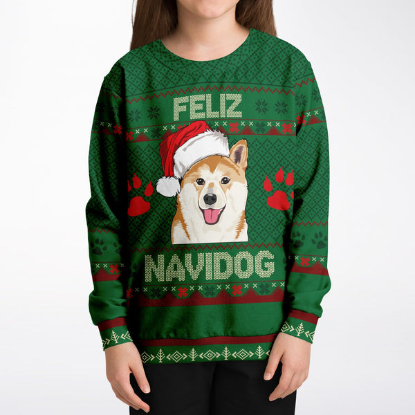 Feliz Navidog - Shiba Inu - Athletic Kids/Youth Sweatshirt