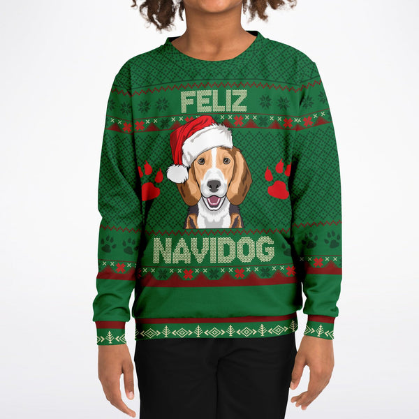 Feliz Navidog - Beagle - Athletic Kids/Youth Sweatshirt