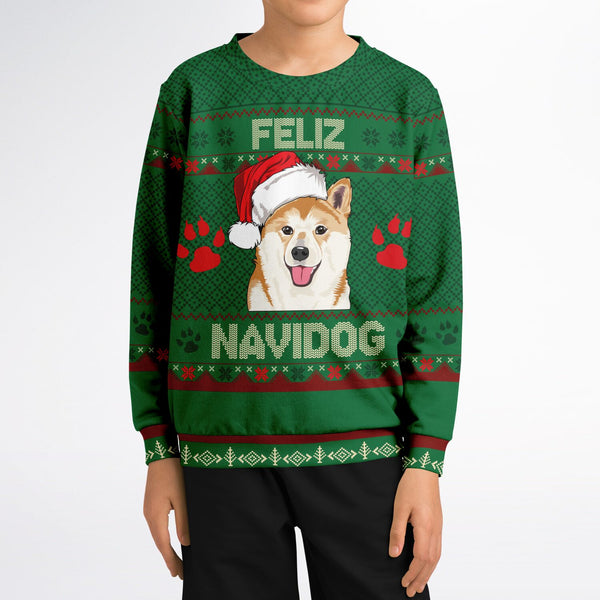 Feliz Navidog - Shiba Inu - Athletic Kids/Youth Sweatshirt