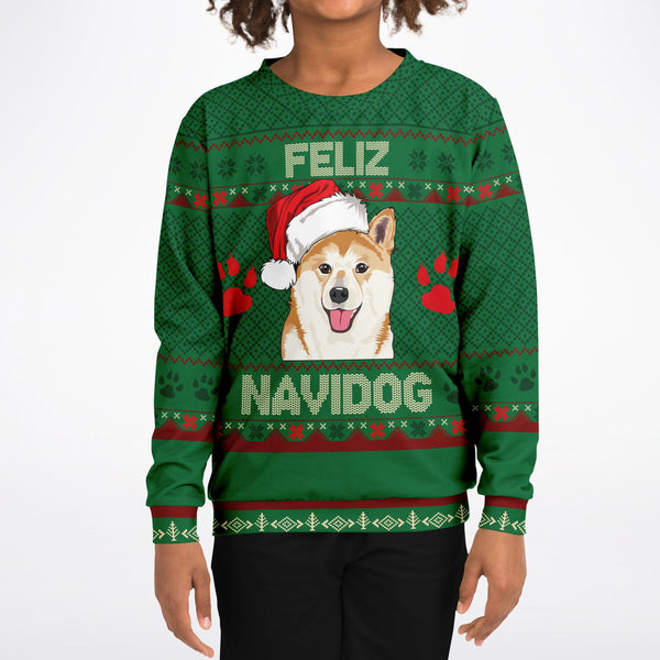 Feliz Navidog - Shiba Inu - Athletic Kids/Youth Sweatshirt
