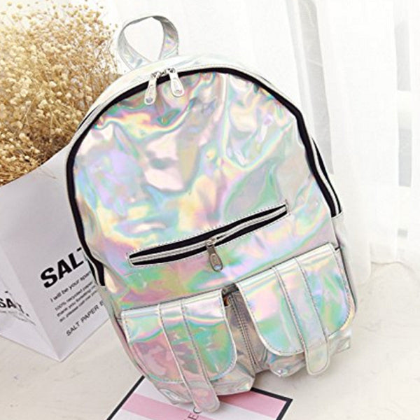 Fashion Unisex Silver Holographic Laser backpack