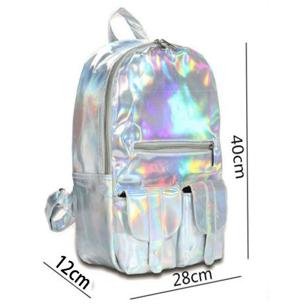 Fashion Unisex Silver Holographic Laser backpack