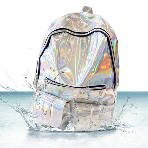 Fashion Unisex Silver Holographic Laser backpack