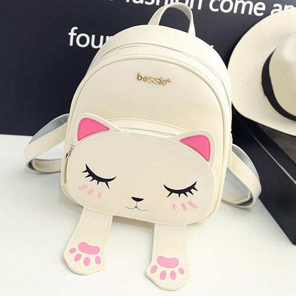 Lovely Cat Leather Backpacks for Women